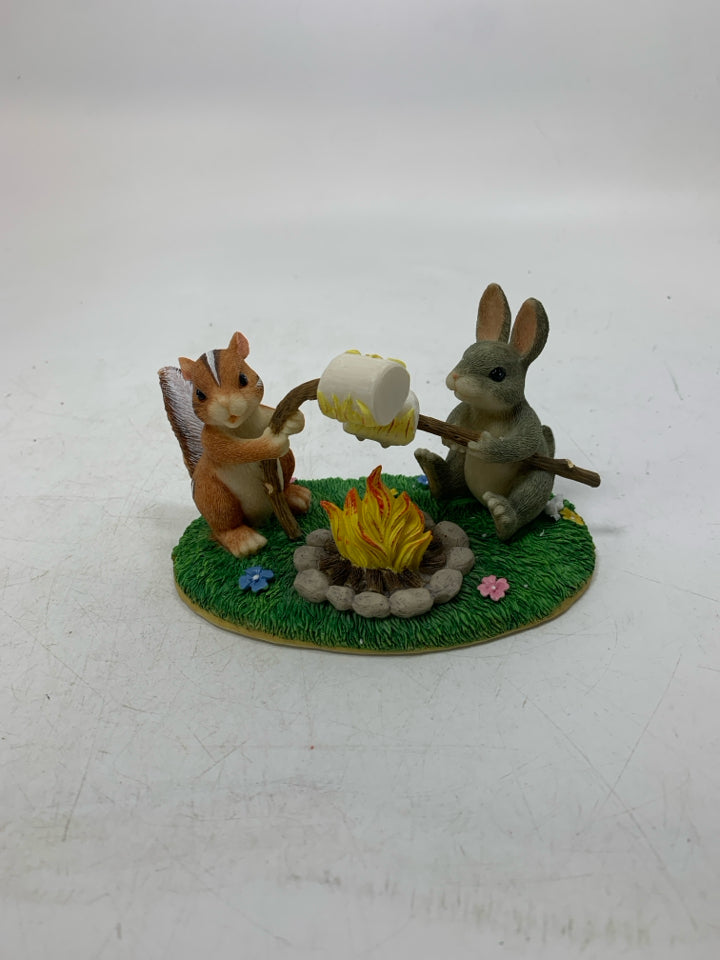 " TOASTING MARSHMALLOWS" RABBIT & CHIPMUNK.