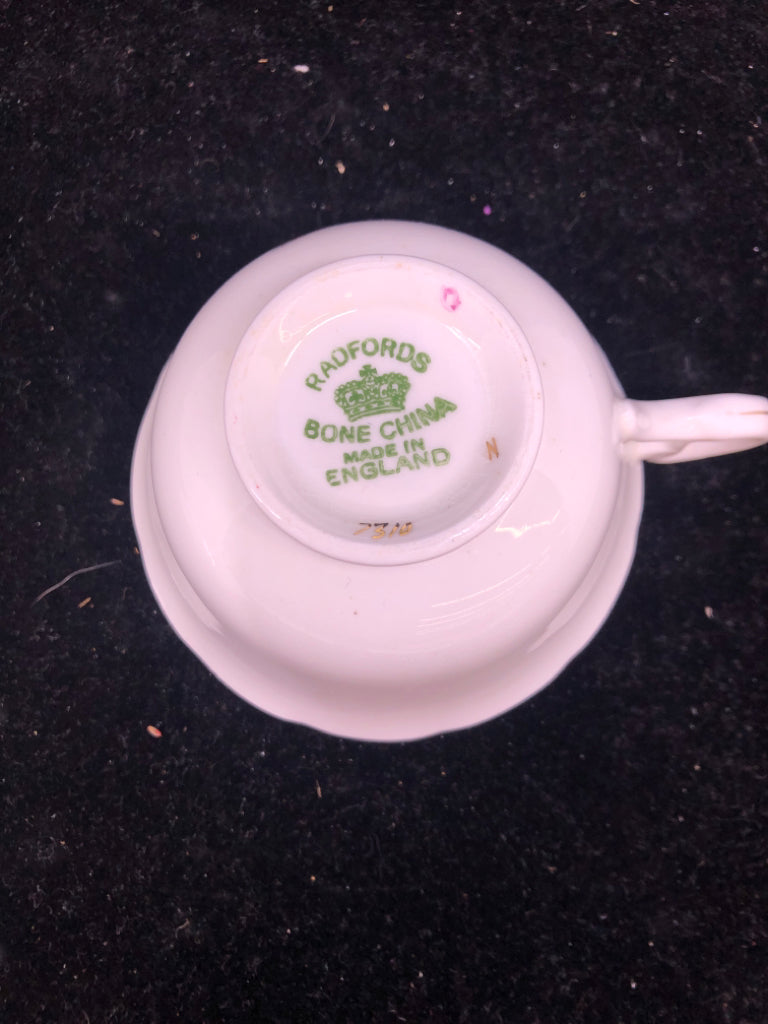 VTG PINK FLORAL W GOLD RIM ACCENTS TEACUP AND SAUCER- RADFORDS.