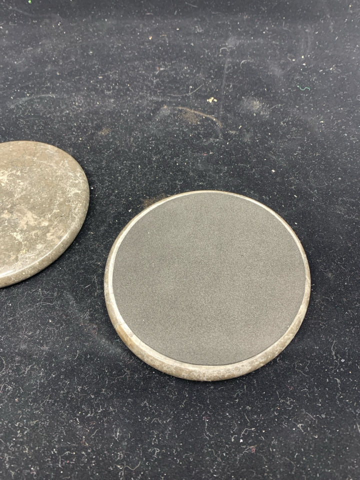 2 HEAVY STONE COASTERS.