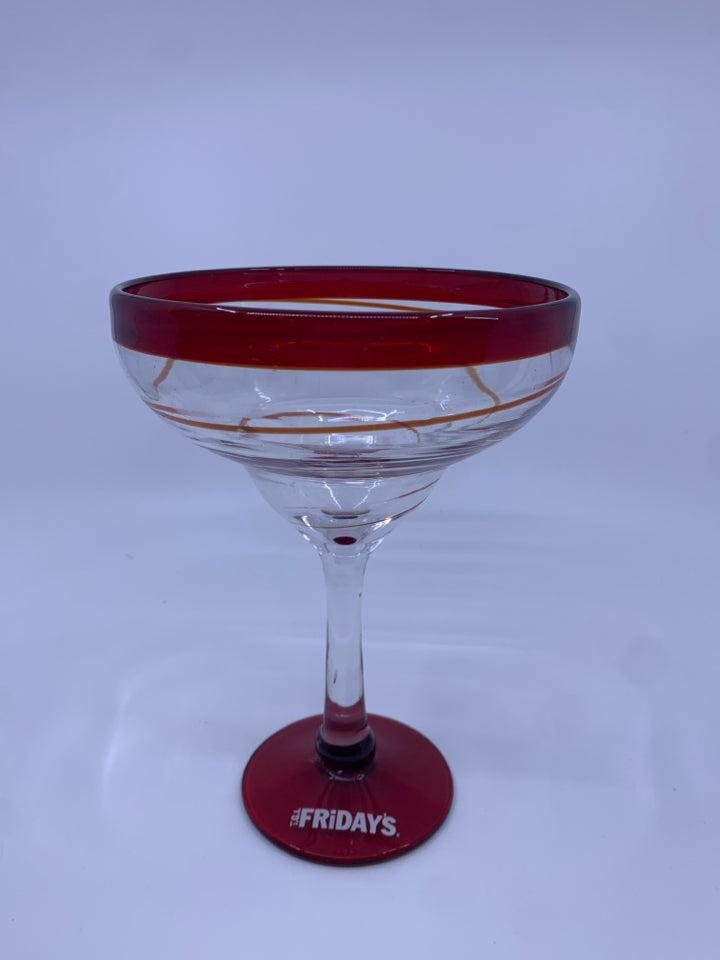 LARGE RED MARGARITA GLASS.