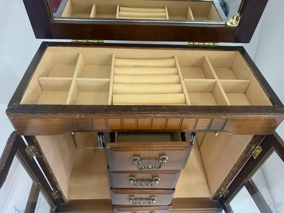 DARK WOOD JEWELRY/MUSIC BOX.