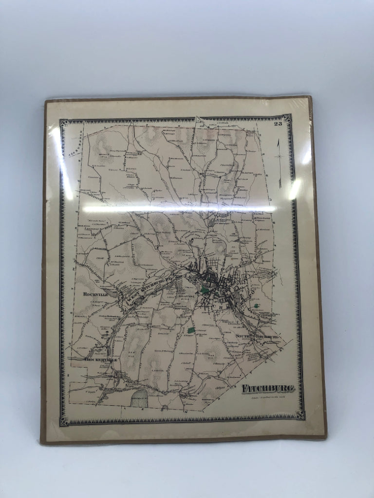 UNFRAMED VINTAGE MAP OF FITCHBURG.