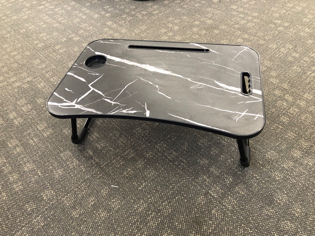 BLACK MARBLE PRINT LAP DESK W/FOLDABLE LEGS.
