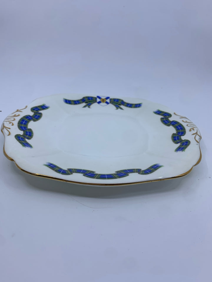 ADDERLEY PLATTER GREEN/BLUE PLAID BOW.