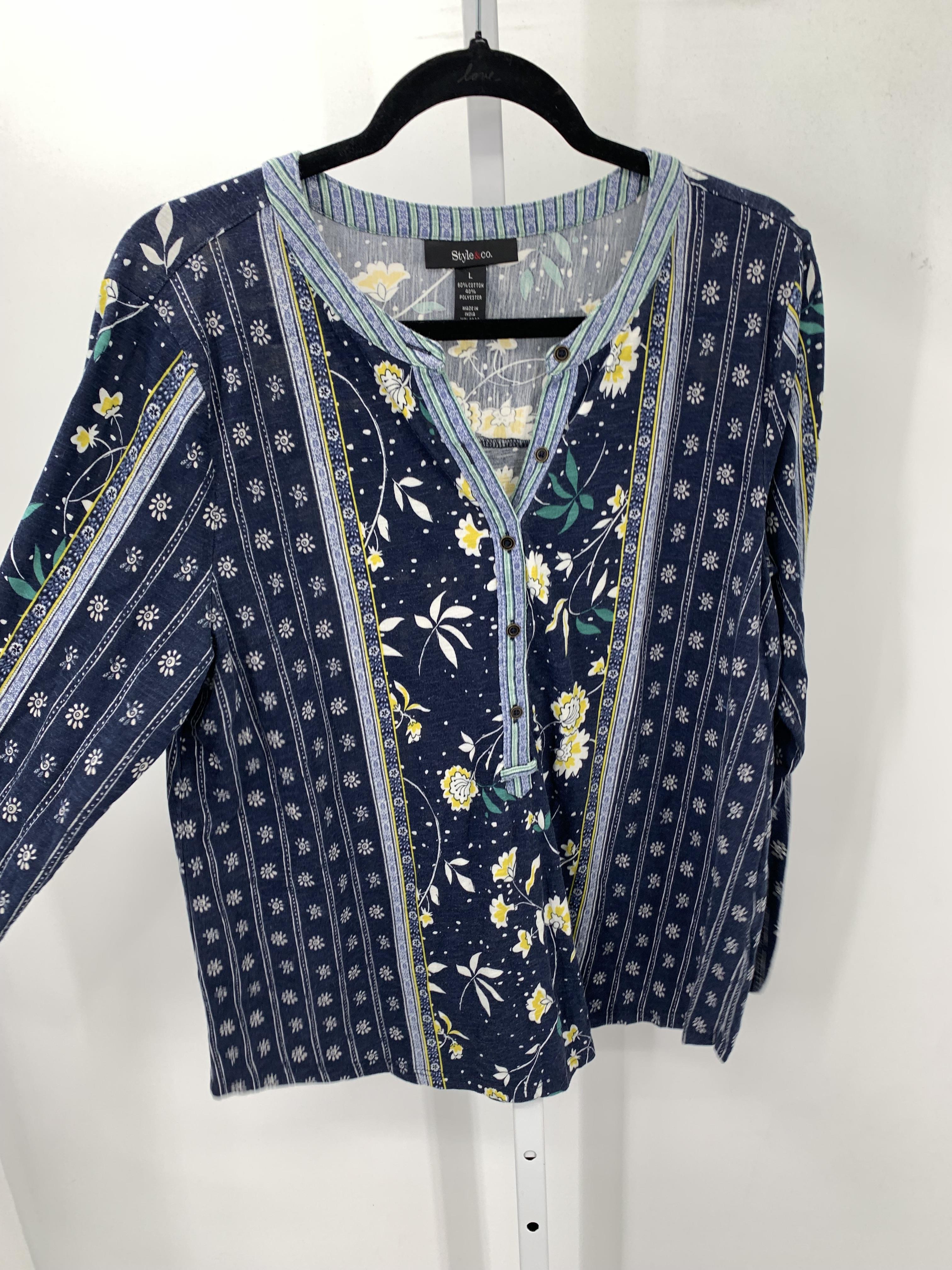 Style & Co. Size Large Misses Long Sleeve Shirt