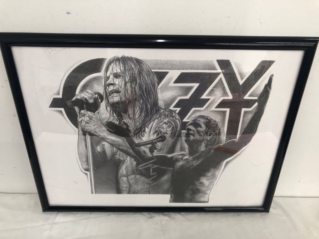 PENCIL DRAWING OZZY OSBORNE WALL HANGING.