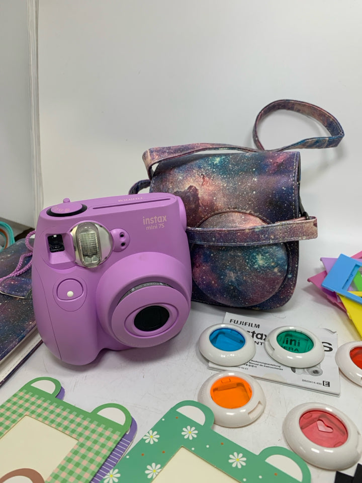 FUJiFilm Instax Mini 7S Instant Camera w/ Galaxy Pattern Carry Bag & Accessories