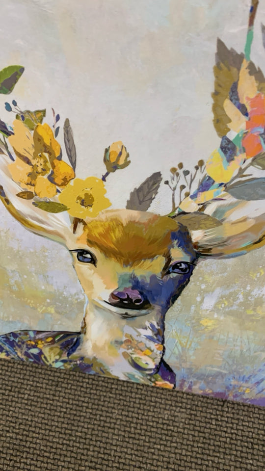 COLORFUL FLORAL DEER CANVAS.
