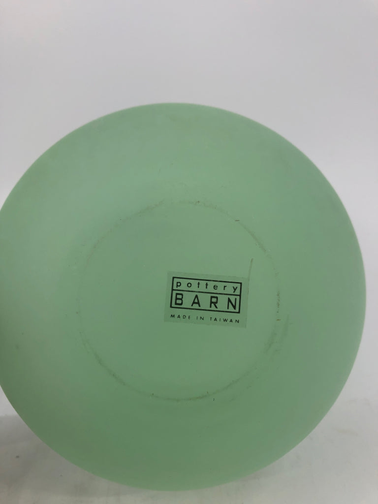 GREEN FROSTED ROUND VASE.