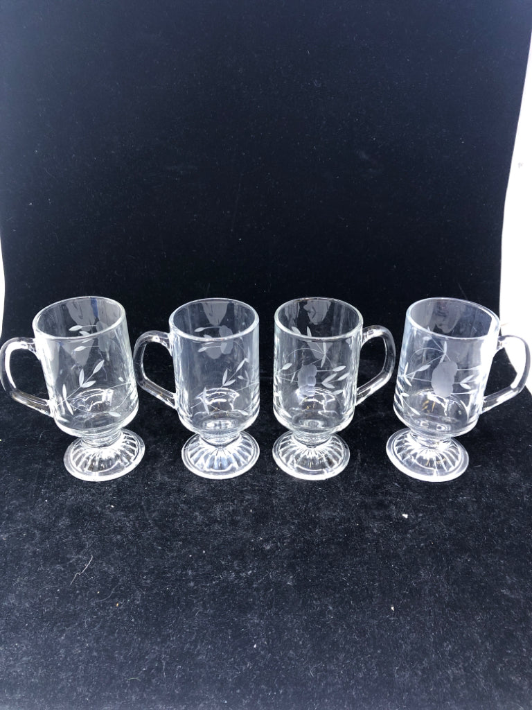 4 VTG PRINCESS HOUSE GLASS FOOTED MUG.