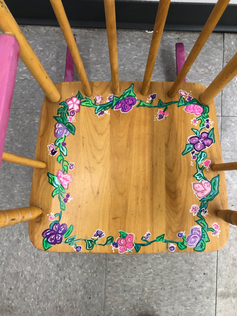 PINK FLORAL CHILDRENS ROCKER.