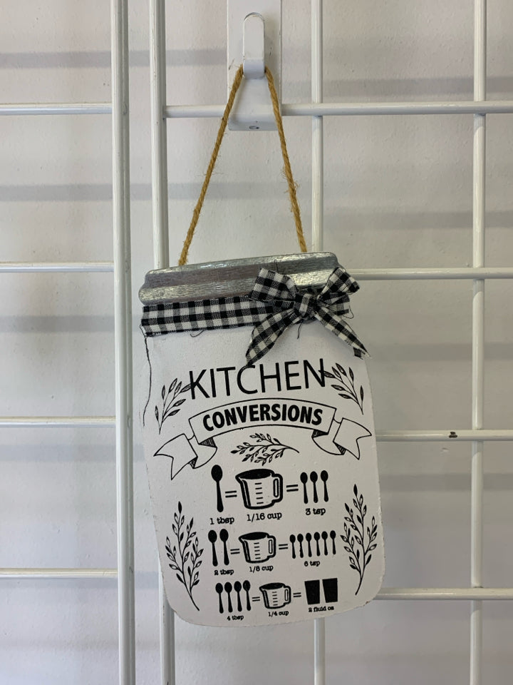 MASON JAR KITCHEN CONVERSIONS WALL HANGING.