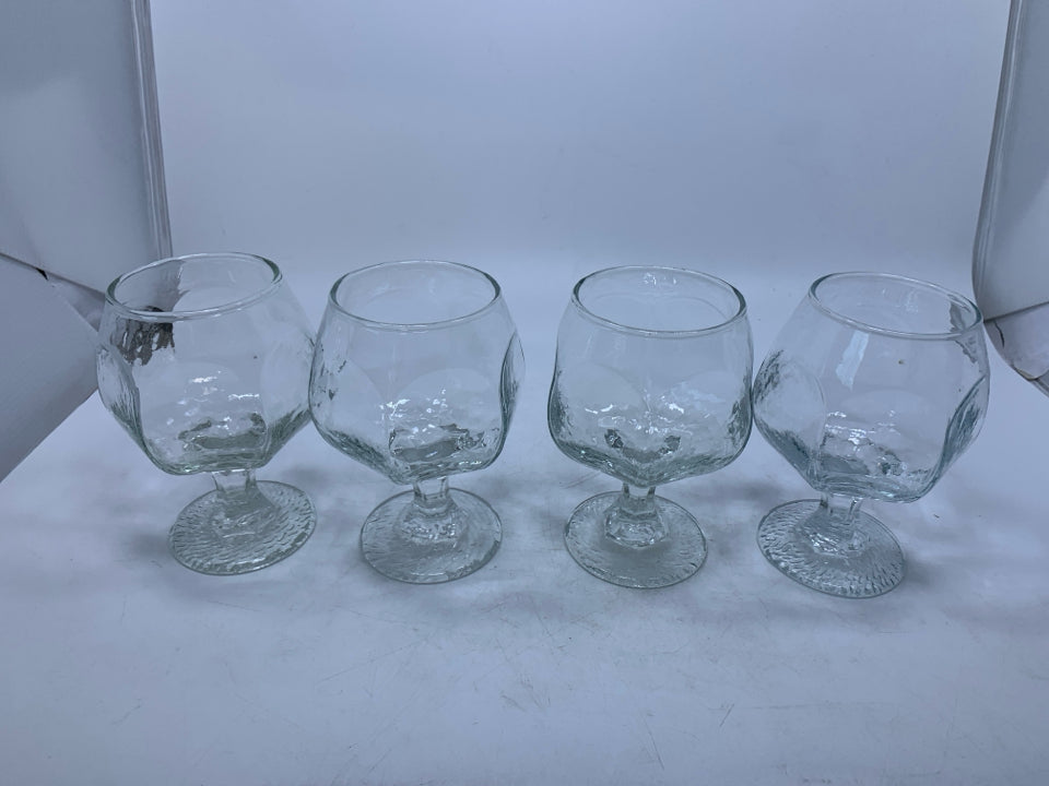 4 CLEAR GLASS WHISKEY SNIFFER INTENTS.