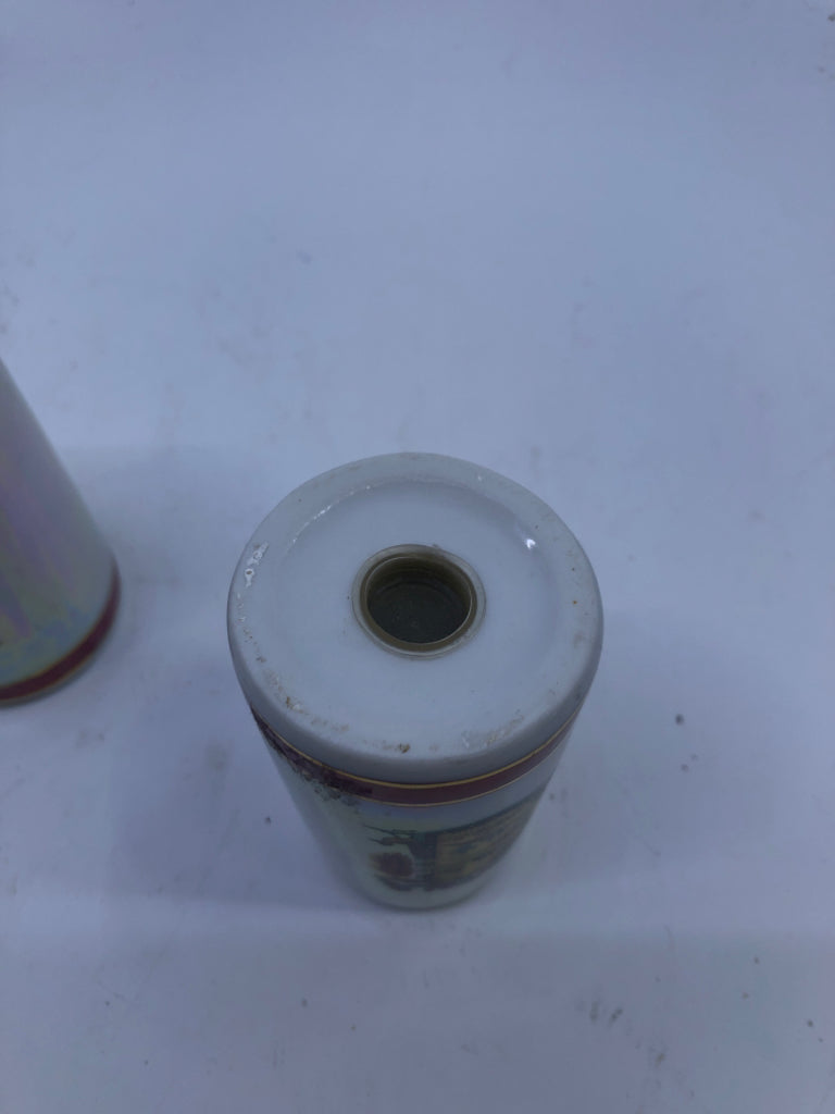 IRIDESCENT CERAMIC ARIZONA THEMED S/P SHAKERS.