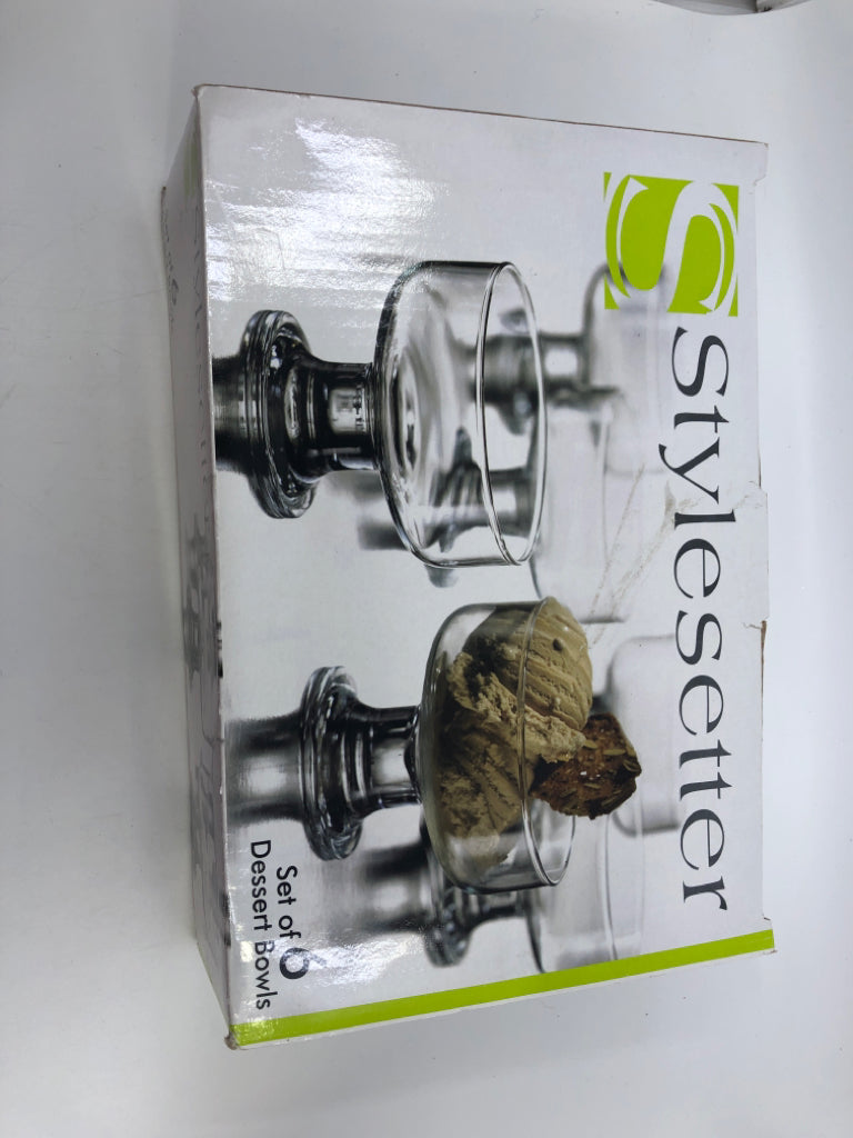 6 FOOTED DESSERT BOWLS- IN BOX