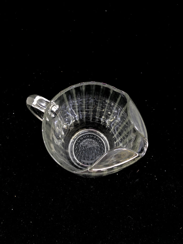 CLEAR RIBBED GLASS PITCHER.