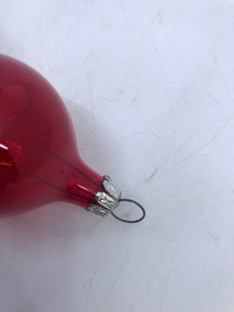 RED GLASS PENGUIN ORNAMENT.