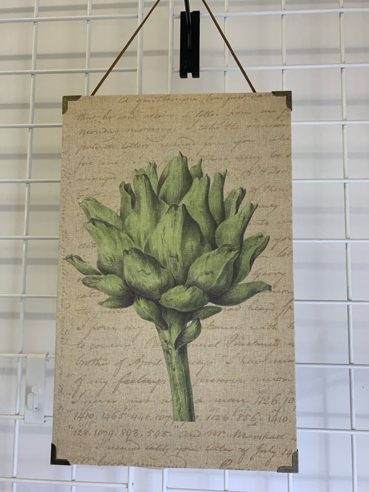 ARTICHOKE IN SCRIPT BACKGROUND WALL ART.