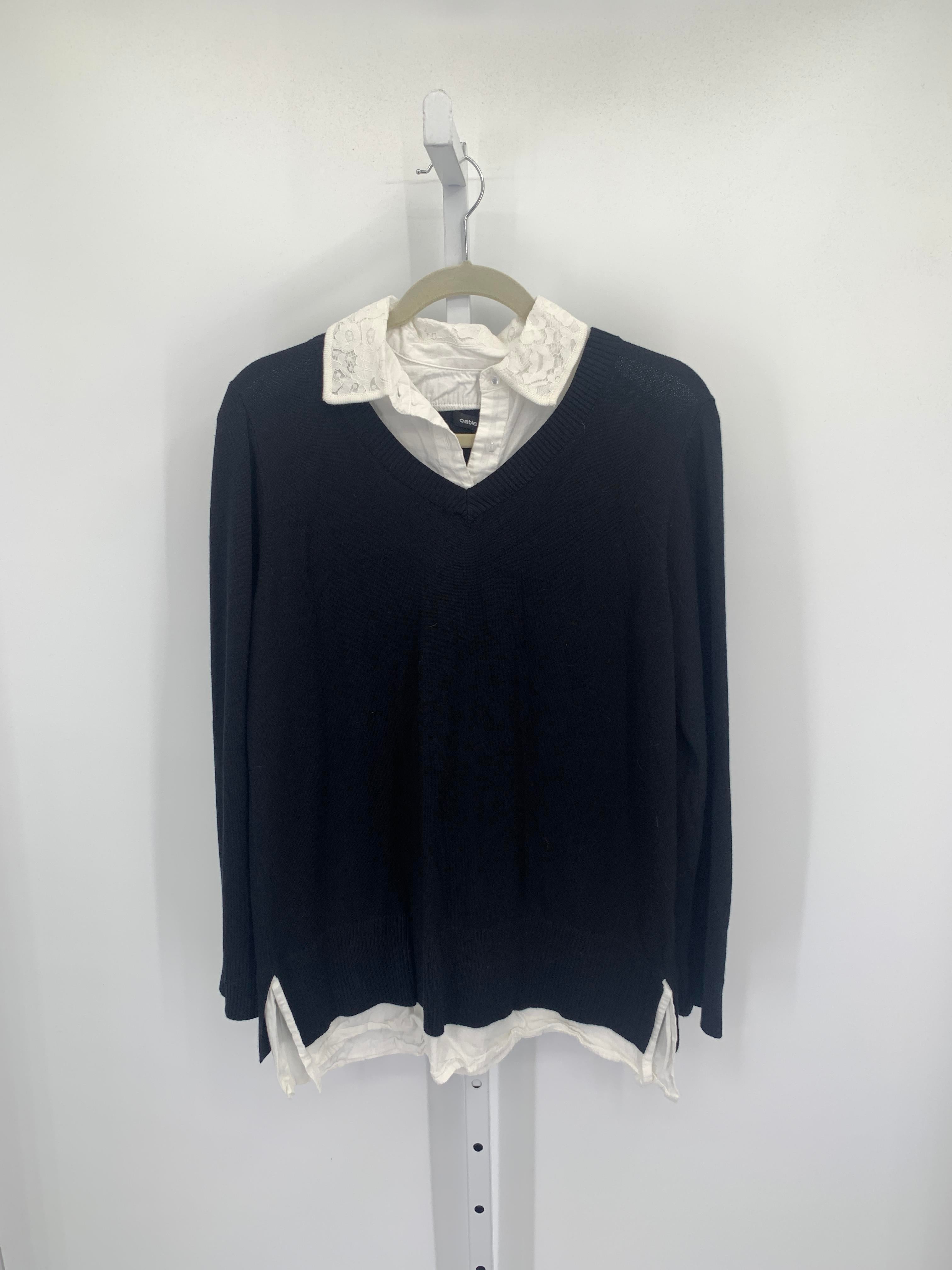 Cable & Gauge Size Large Misses Long Slv Sweater