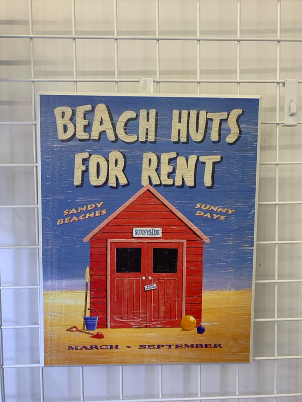 "BEACH HUTS FOR RENT" WALL HANGING.