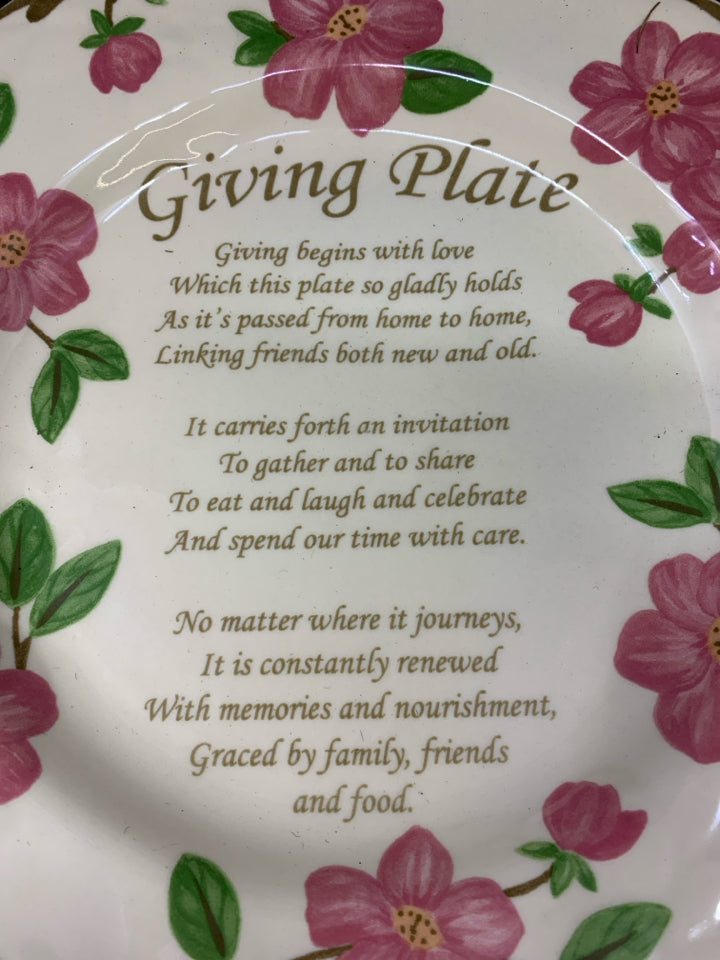 PINK FLORAL GIVING PLATE.