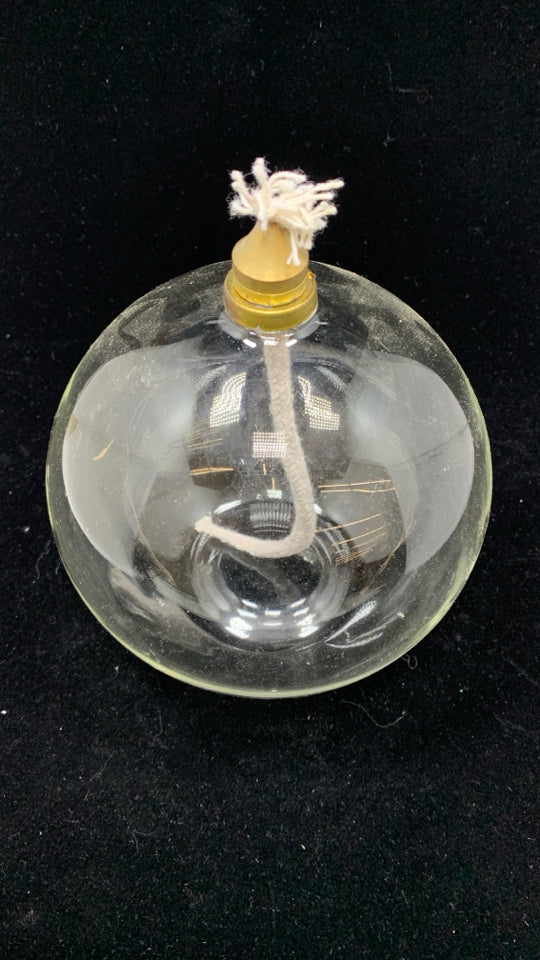 LARGE CLEAR GLASS OIL LANTERN BALL.