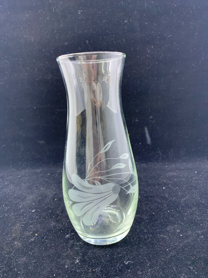 FLORAL ETCHED VASE.