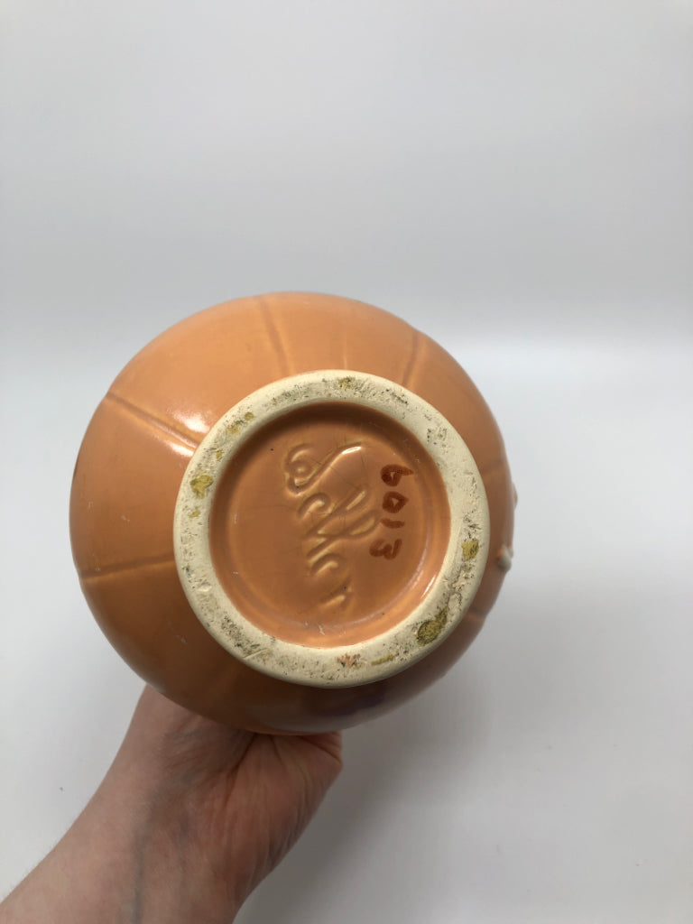 VTG WELLER PEACH-COLORED CAMEO ROSE PITCHER.