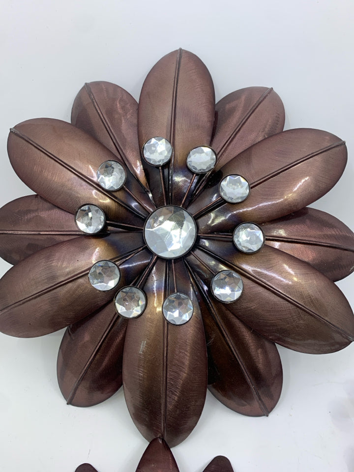 3 MAROON COLORED FLORAL WALL ART.