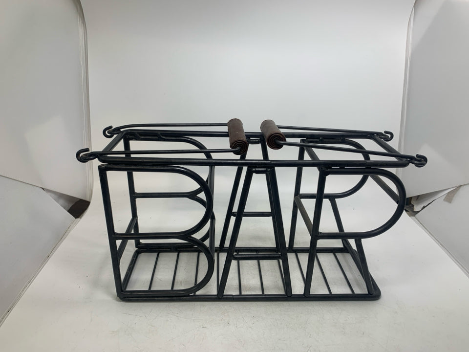 HEAVY "BAR" 3 SLOT BOTTLE HOLDER W/ HANDLES.