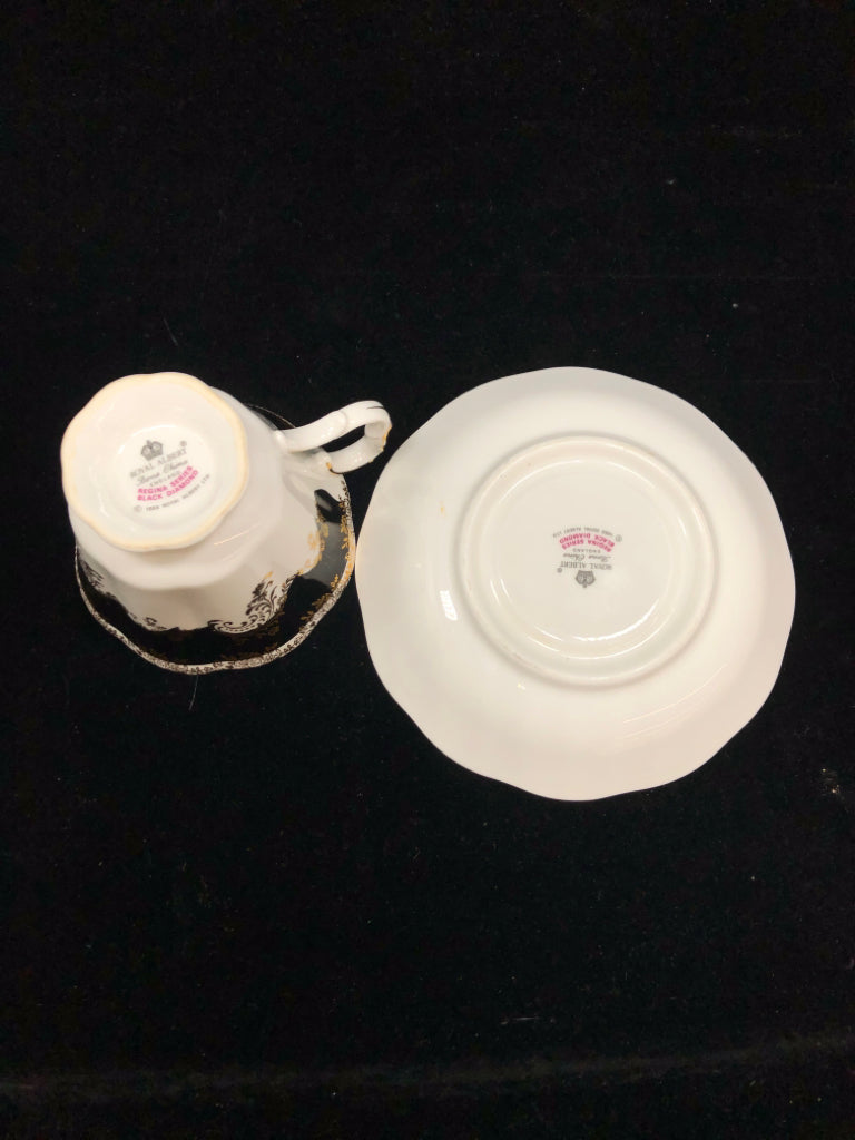 BLACK DIAMOND TEA CUP & SAUCER - ROYAL ALBERT.