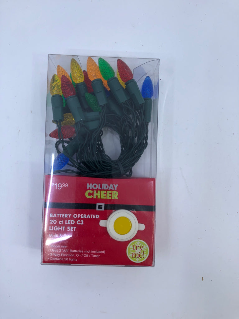 NIB HOLIDAY CHEER BATTERY OPERATED LIGHT SET.