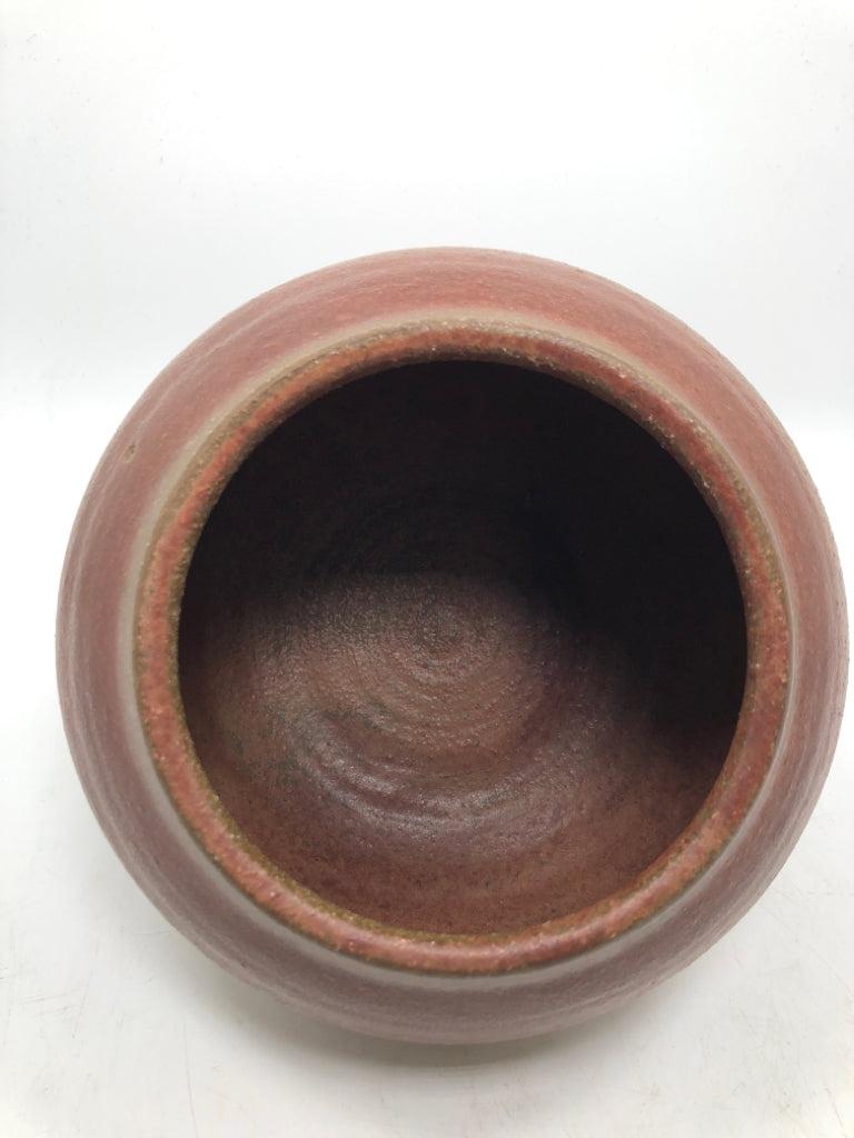 RED OMBRE POTTERY VASE.
