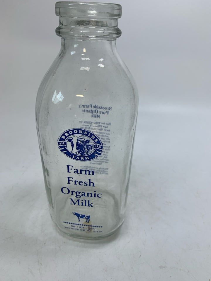 BOOKSIDE FARM EMPTY MILK BOTTLE.