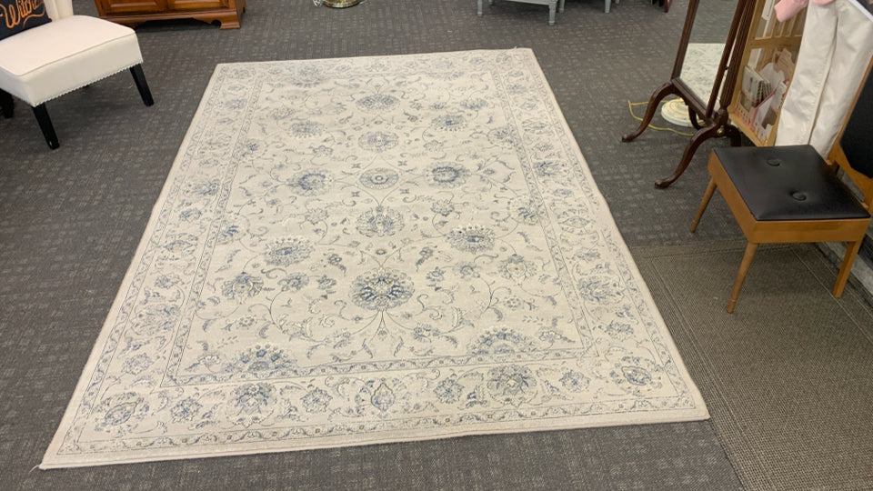 CREAM LARGE RUG W/ BLUE FLORAL DETAIL DYNAMIC RUGS.