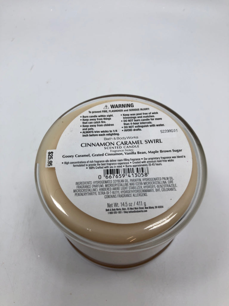 CINNAMON CARAMEL SWIRL CANDLE - BATH & BODY WORKS.