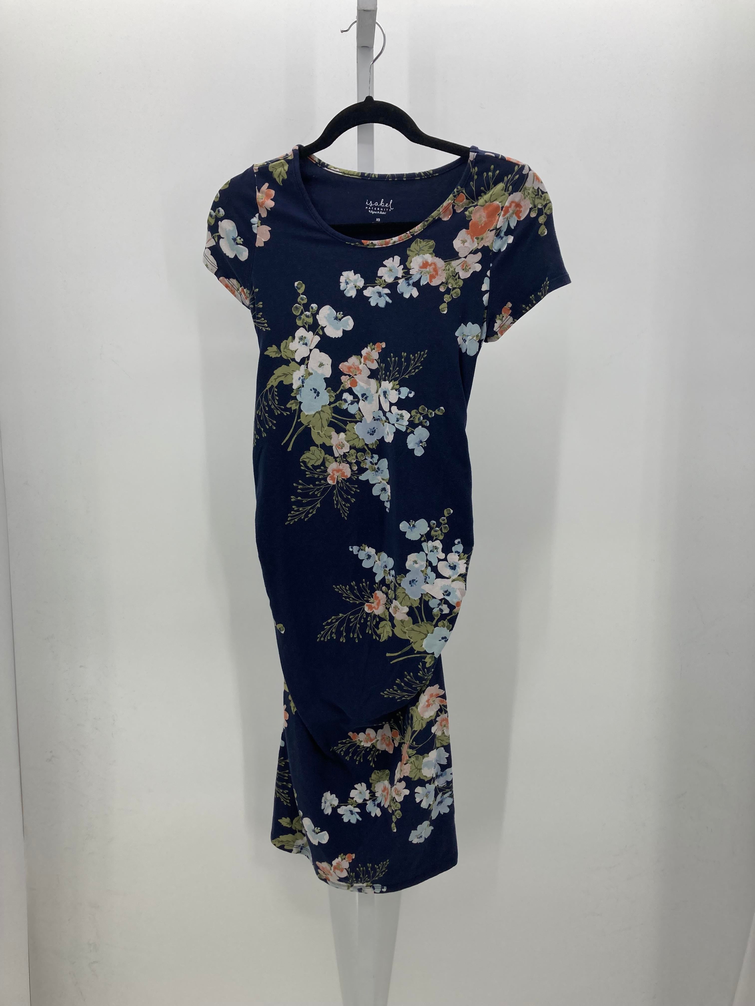 Isabel Navy Size X Small Maternity Short Sleeve Dress
