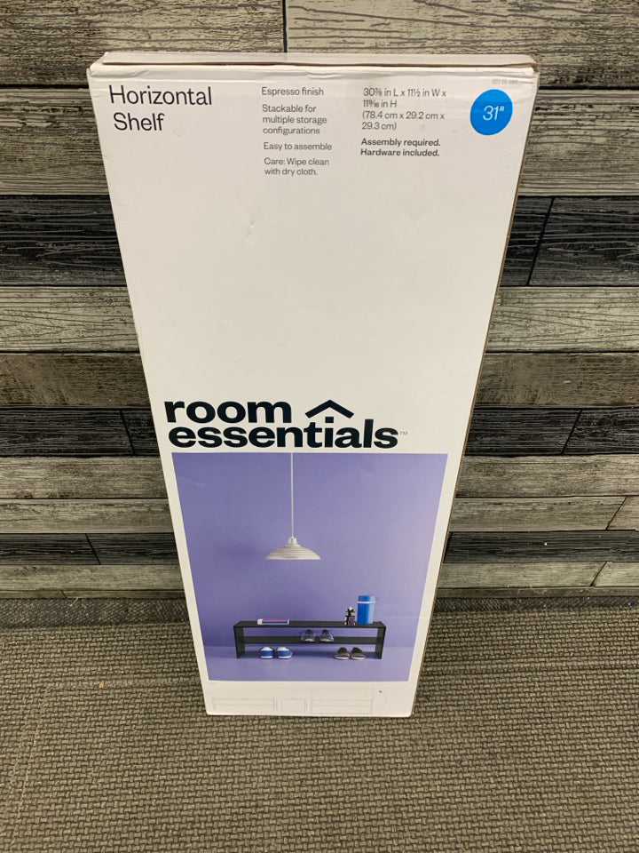 NIB HORIZONTAL SHELF ESPRESSO FINISH.