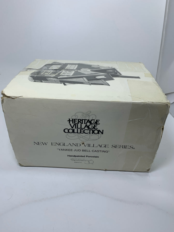 IN BOX HERITAGE VILLAGE DEPT 56 " YANKEE JUD BELL CASTING" LIGHT UP HOUSE.