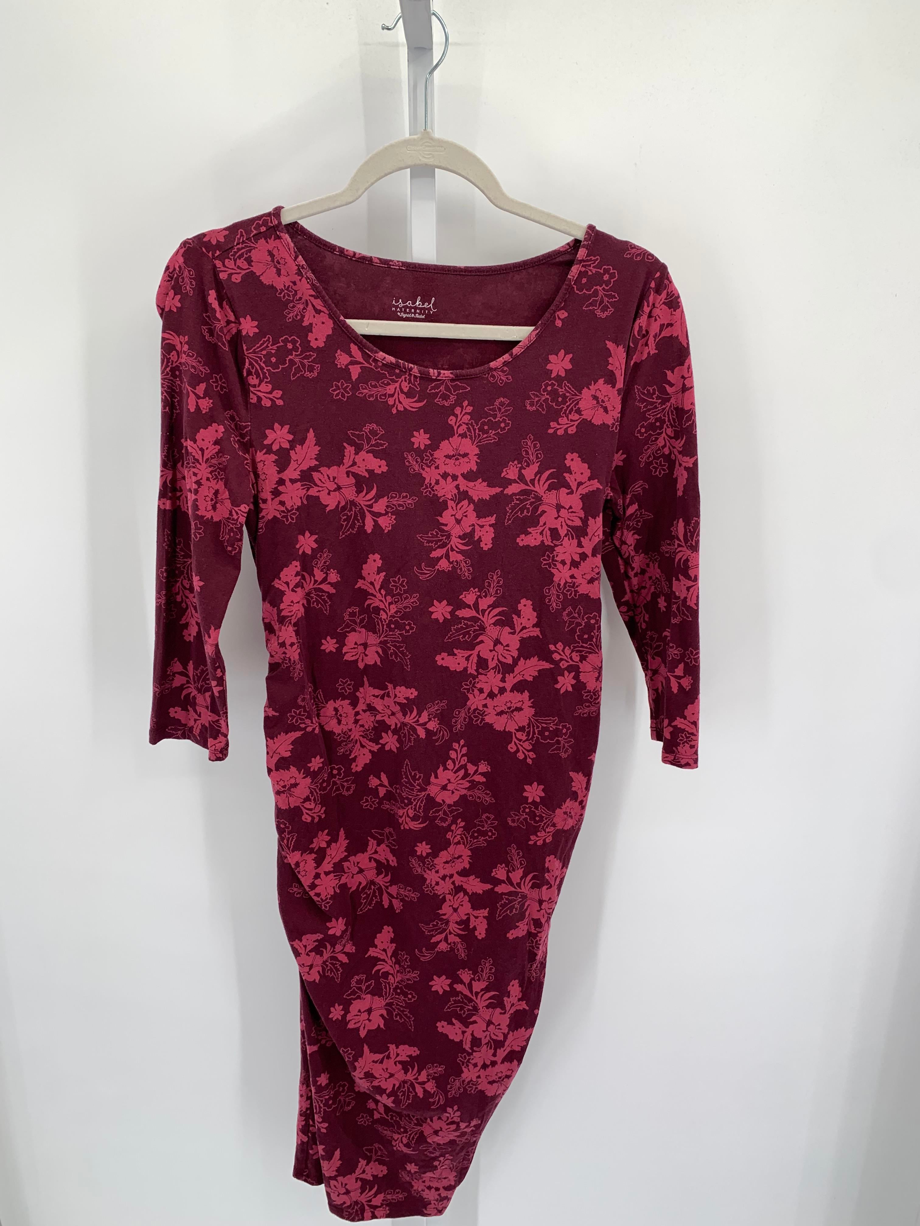 Isabel Burgandy Size Medium Maternity Long Sleeve Dress