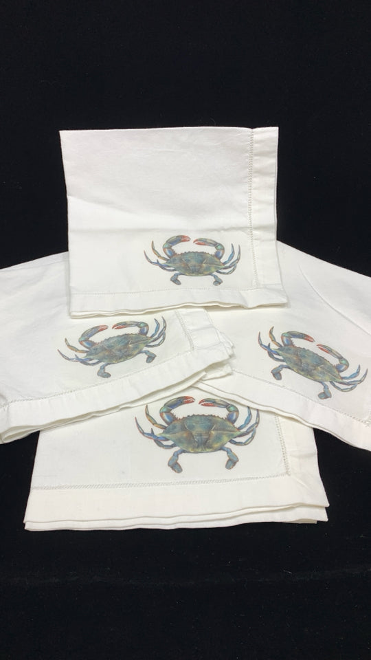 4 BLUE CRAB NAPKINS.
