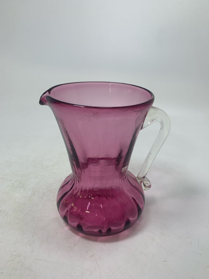 BLOWN PURPLE GLASS PITCHER.