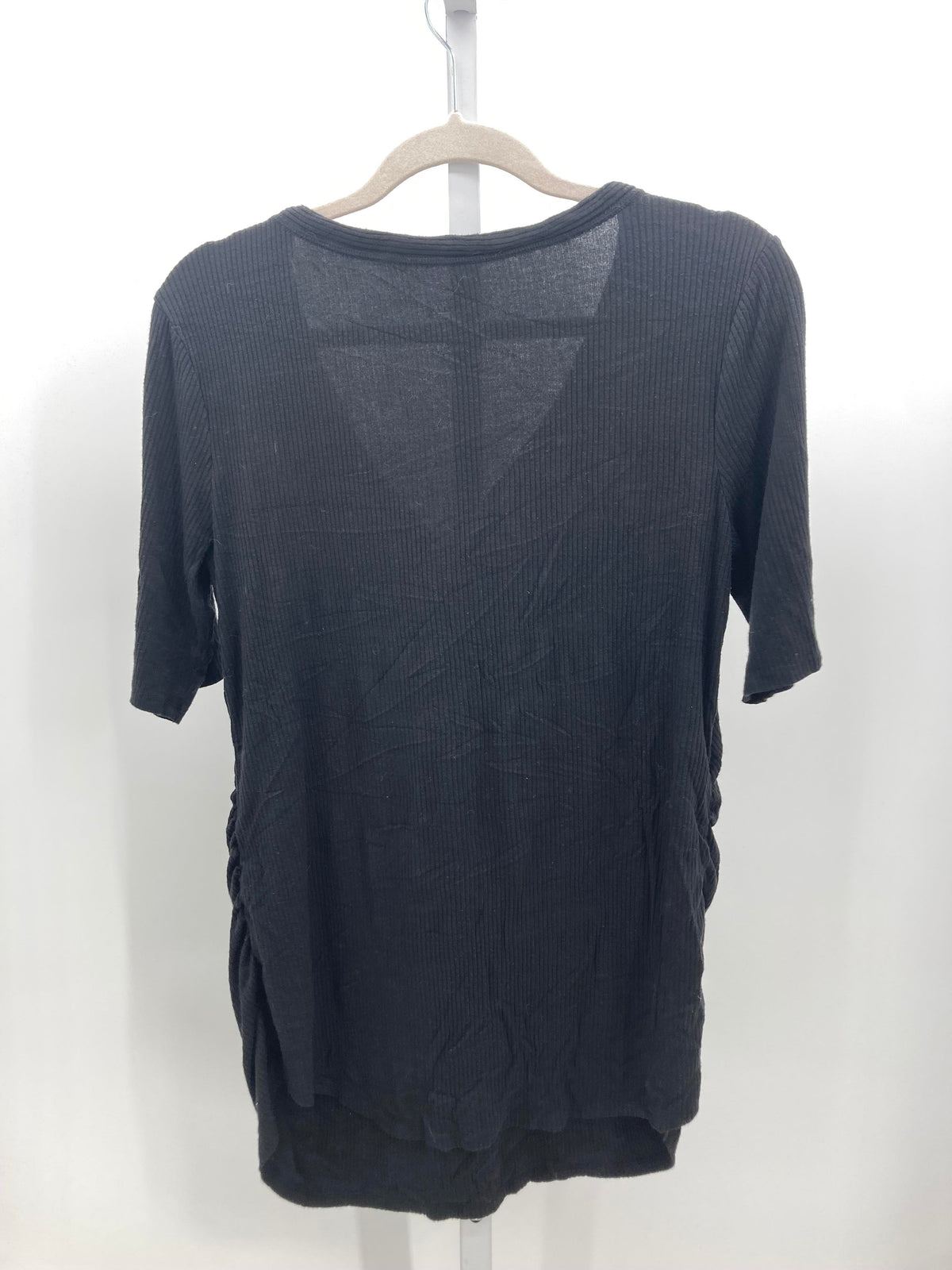 Isabel Black Size Large Maternity Short Sleeve Shirt
