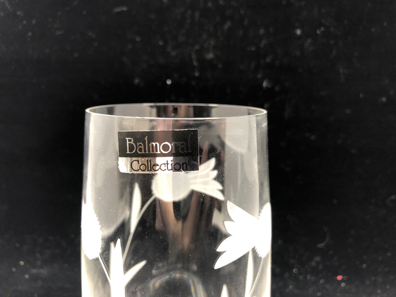 6 BALMORAL COLLECTION ETCHED FLORAL WATER GLASSES.