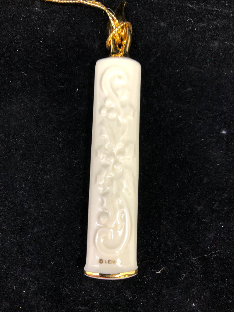 WHITE/GOLD CANDLE ORNAMENT-LENOX.