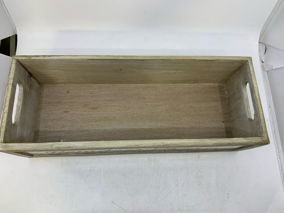 WOOD RECTANGLE HOMEMADE REINDEER TREES W/ HANDLES.