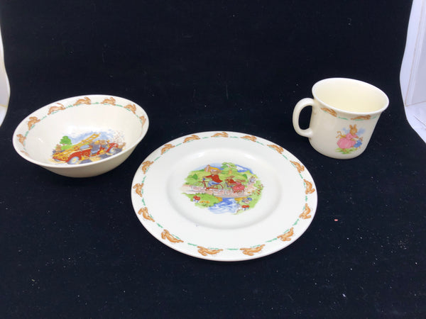 3 PC ROYAL DOULTON BUNNYKINS SET: PLATE, BOWL AND CUP.