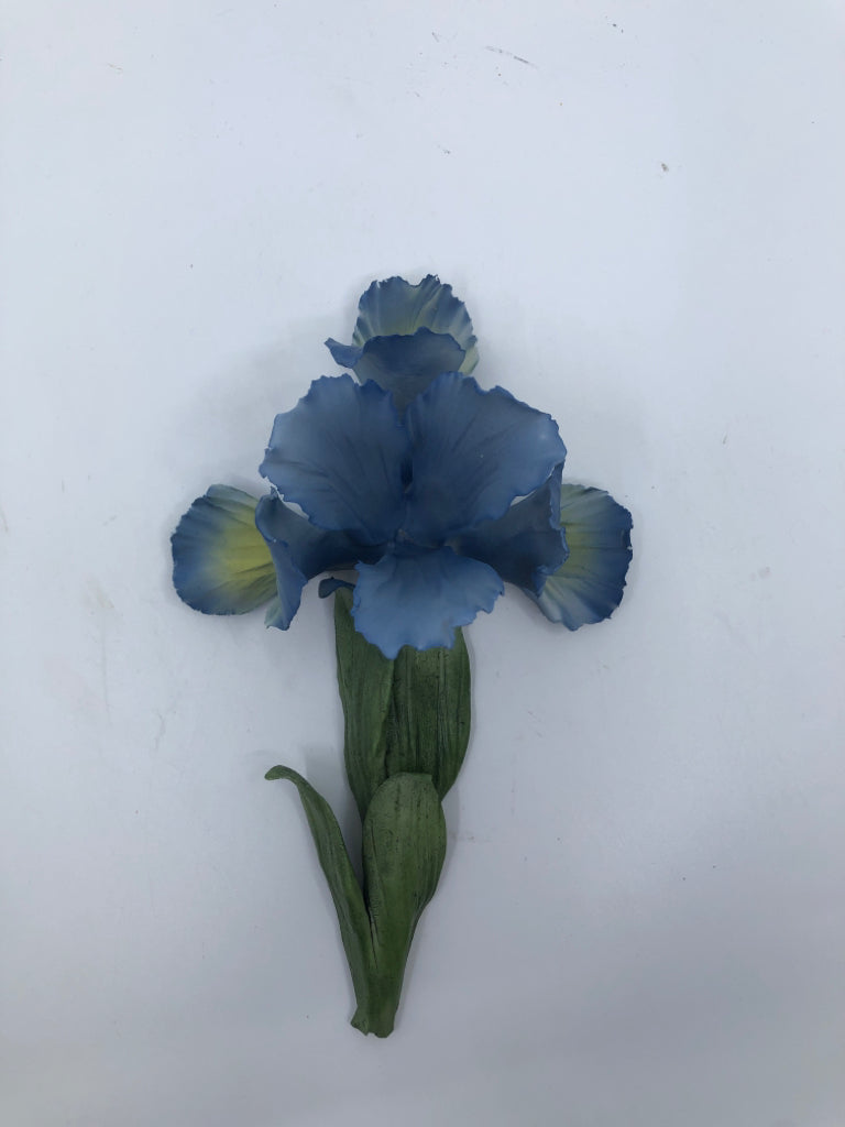 BLUE IRIS PORCELAIN FLOWER.