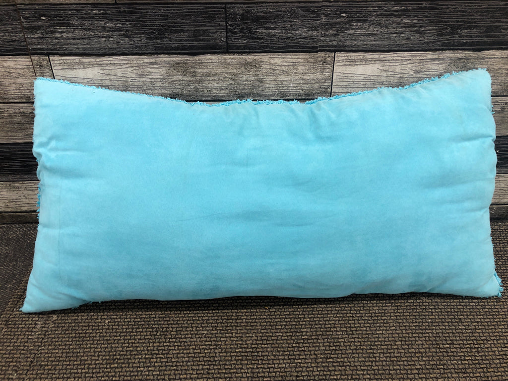 FLUFFY BLUE BODY PILLOW.