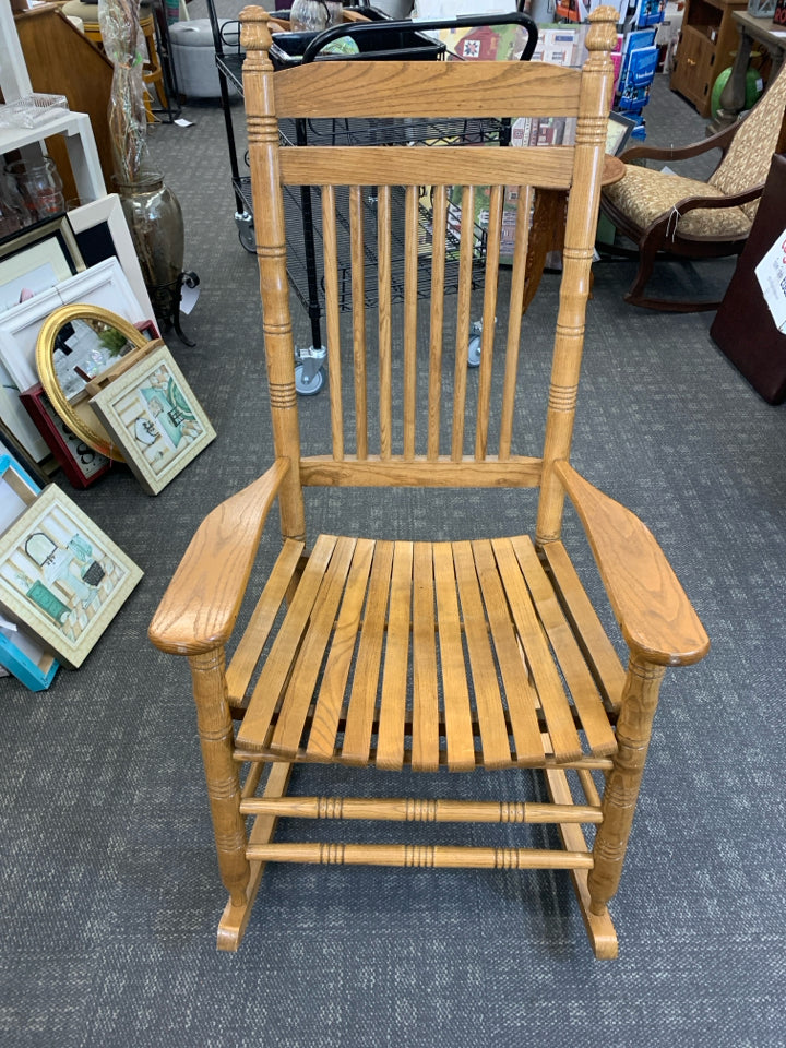 WOODEN "THE CRACKER BARREL ROCKER" 47"H X 27"W X 35"D   SH: 19"